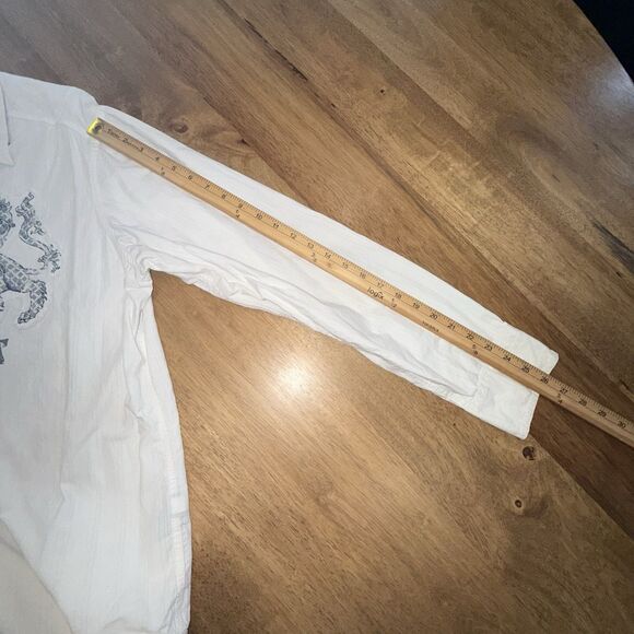 Vtg DKNY Jeans 90s Y2K Graphic Button Up Shirt XL White Lion Crest Lions Mens - Picture 3 of 11